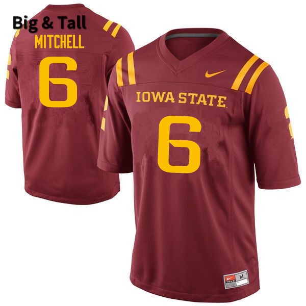 Iowa State Cyclones Men's #6 Re-al Mitchell Nike NCAA Authentic Cardinal Big & Tall College Stitched Football Jersey AI42O30DQ